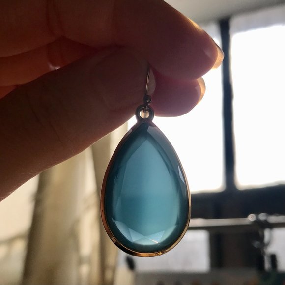 Blue & Gold Teardrop Earrings - Picture 9 of 9